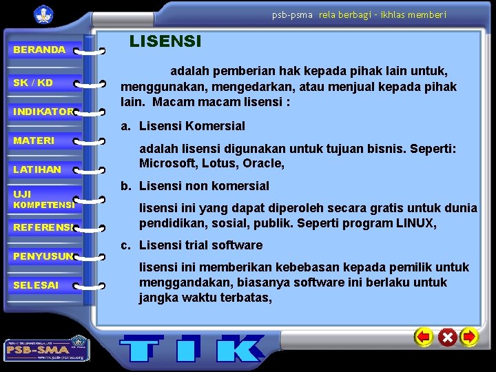 psb-psma rela berbagi – ikhlas memberi BERANDA SK / KD INDIKATOR LISENSI adalah pemberian