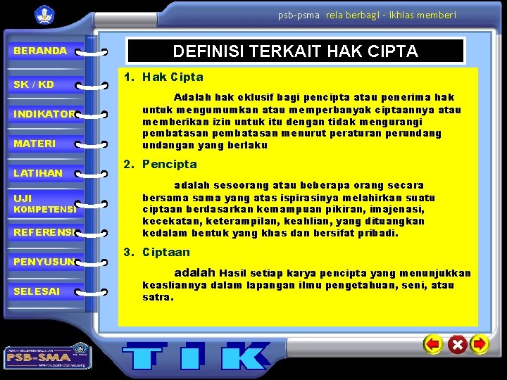 psb-psma rela berbagi – ikhlas memberi BERANDA SK / KD INDIKATOR MATERI LATIHAN UJI