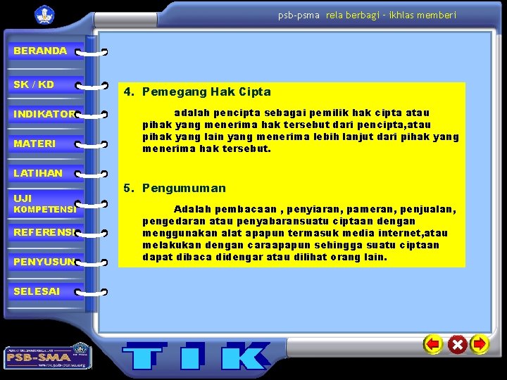 psb-psma rela berbagi – ikhlas memberi BERANDA SK / KD INDIKATOR MATERI LATIHAN UJI