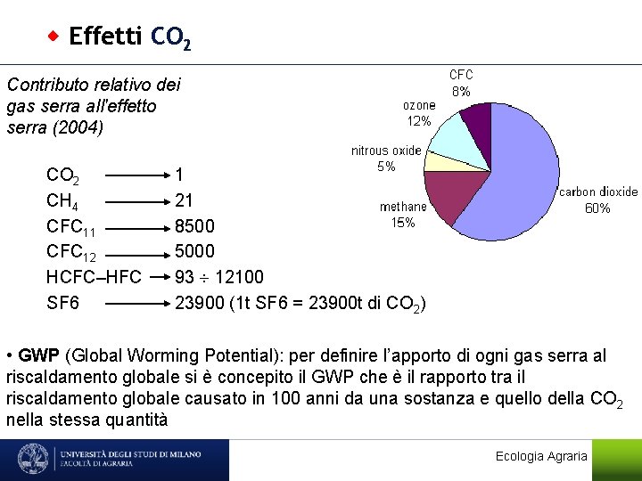  Effetti CO 2 Contributo relativo dei gas serra all'effetto serra (2004) CO 2