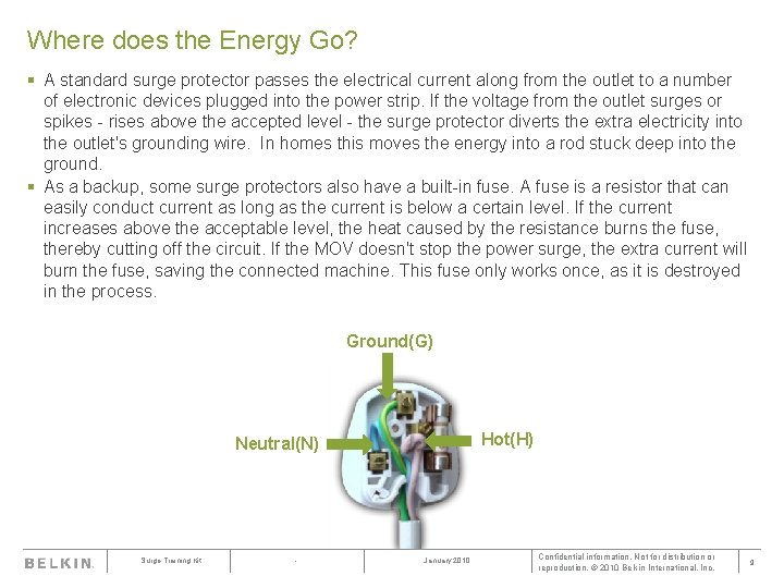 Where does the Energy Go? § A standard surge protector passes the electrical current