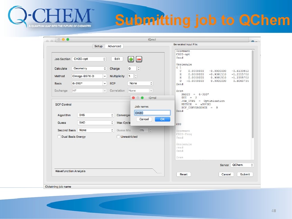Submitting job to QChem 48 