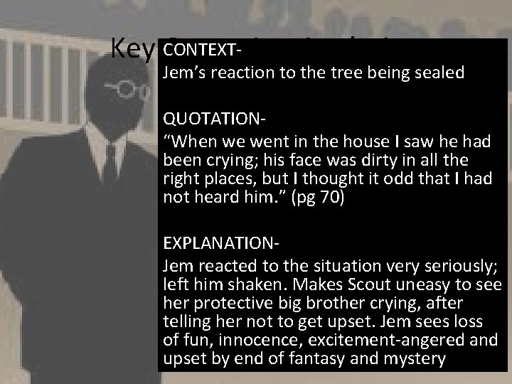 CONTEXTKey Quotation Analysis Jem’s reaction to the tree being sealed QUOTATION“When we went in