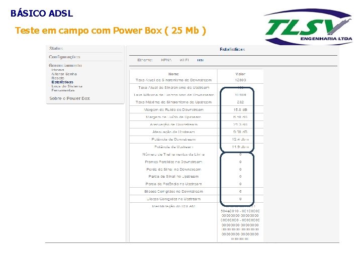 BÁSICO ADSL Teste em campo com Power Box ( 25 Mb ) 