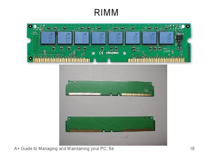 RIMM A+ Guide to Managing and Maintaining your PC, 6 e 18 