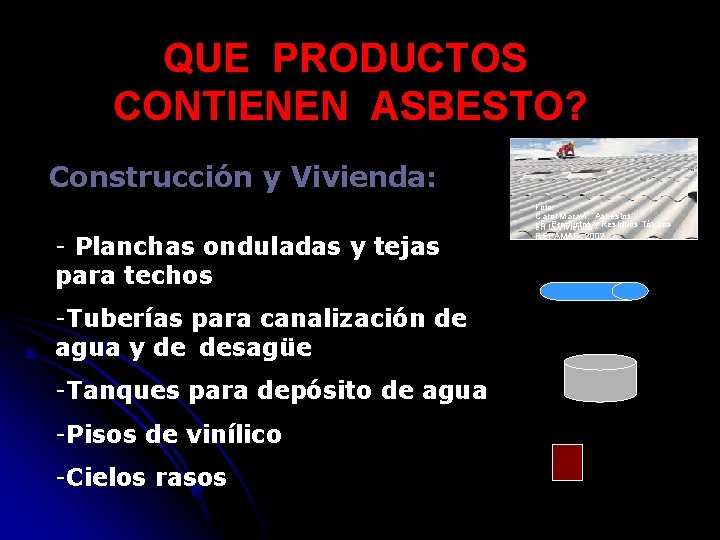 QUE PRODUCTOS CONTIENEN ASBESTO? Construcción y Vivienda: Foto: - Planchas onduladas y tejas para