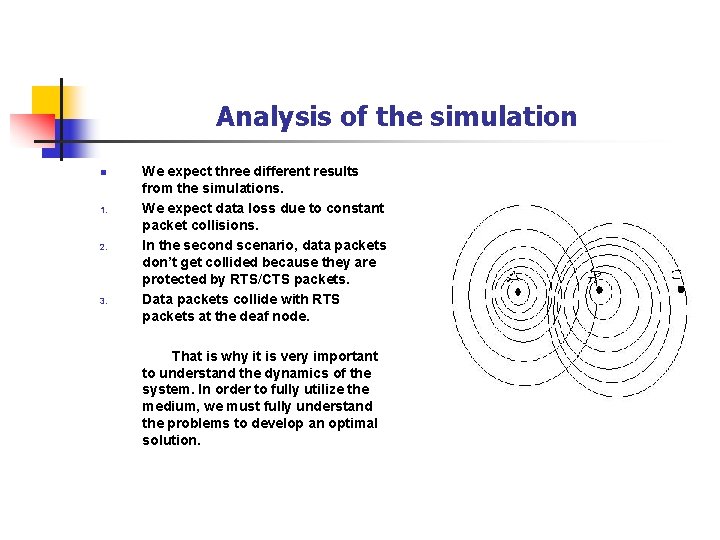 Analysis of the simulation n 1. 2. 3. We expect three different results from
