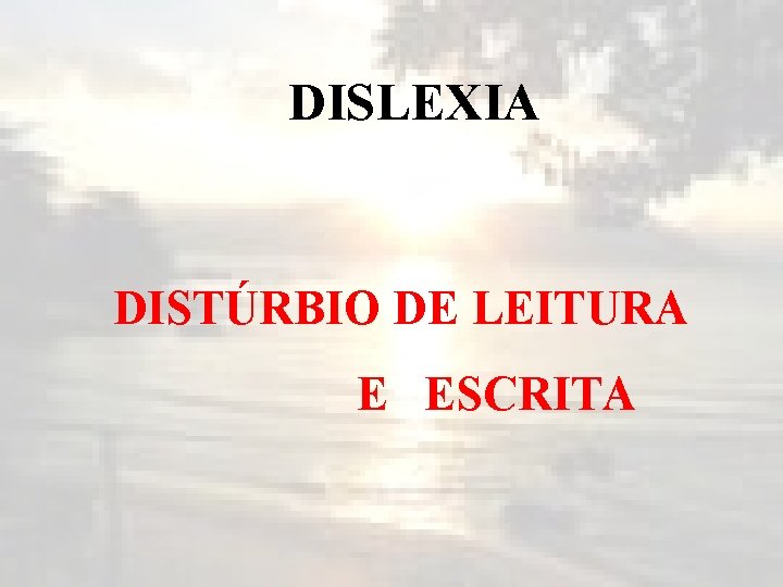 DISLEXIA DISTÚRBIO DE LEITURA E ESCRITA 