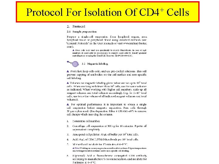Protocol For Isolation Of CD 4+ Cells 