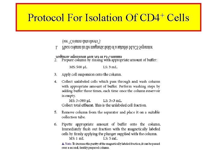 Protocol For Isolation Of CD 4+ Cells 