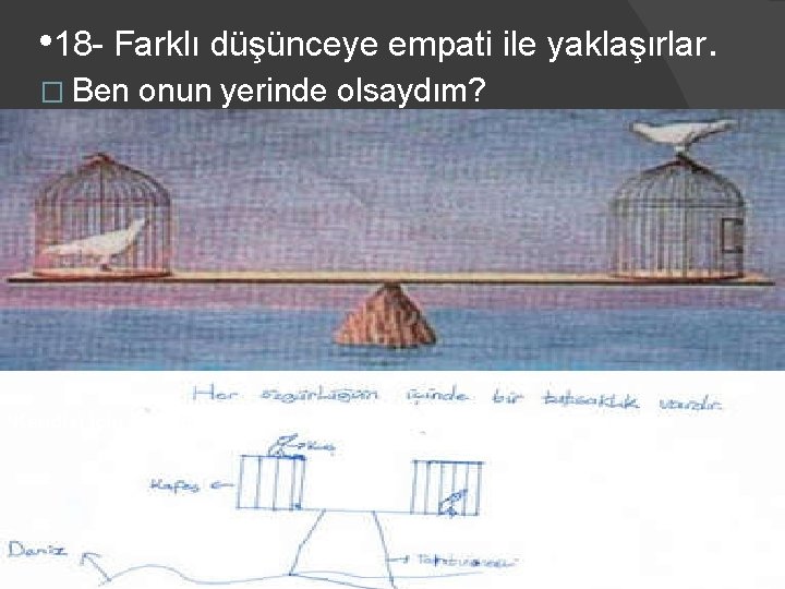  • 18 - Farklı düşünceye empati ile yaklaşırlar. � Ben onun yerinde olsaydım?