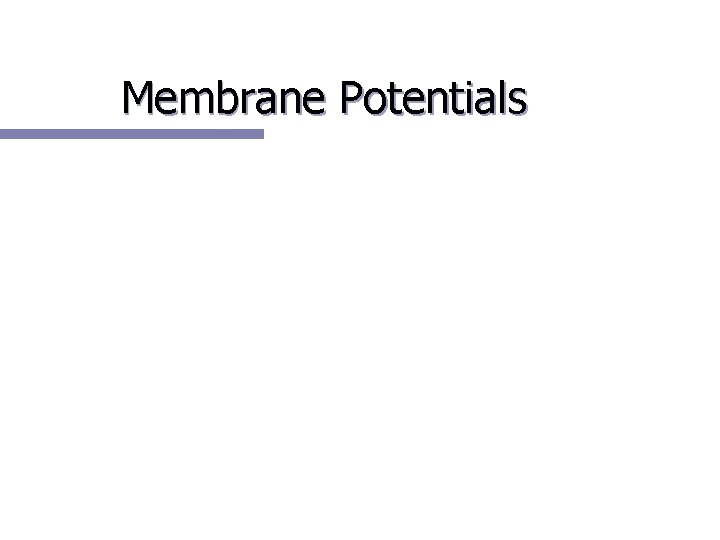 Membrane Potentials 