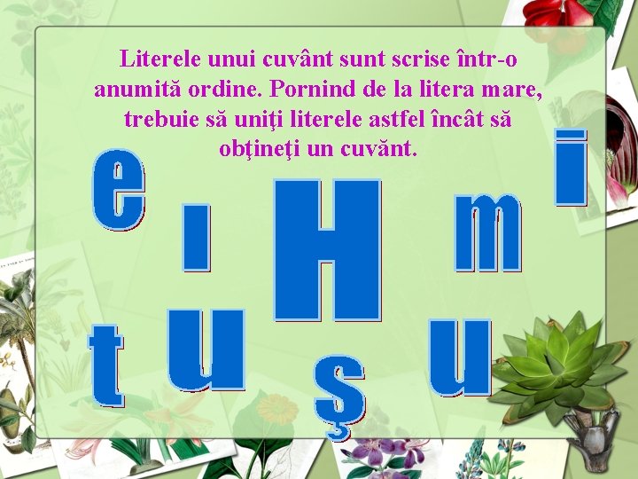 Literele unui cuvânt sunt scrise într-o anumită ordine. Pornind de la litera mare, trebuie