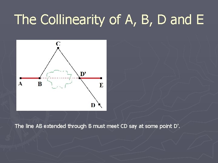 The Collinearity of A, B, D and E The line AB extended through B