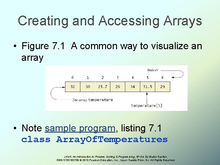Creating and Accessing Arrays • Figure 7. 1 A common way to visualize an