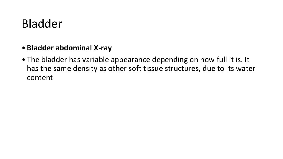 Bladder • Bladder abdominal X-ray • The bladder has variable appearance depending on how