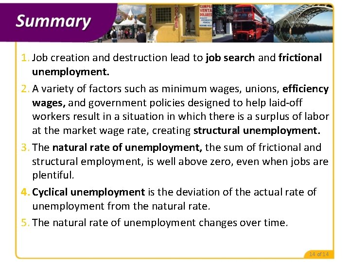 1. Job creation and destruction lead to job search and frictional unemployment. 2. A