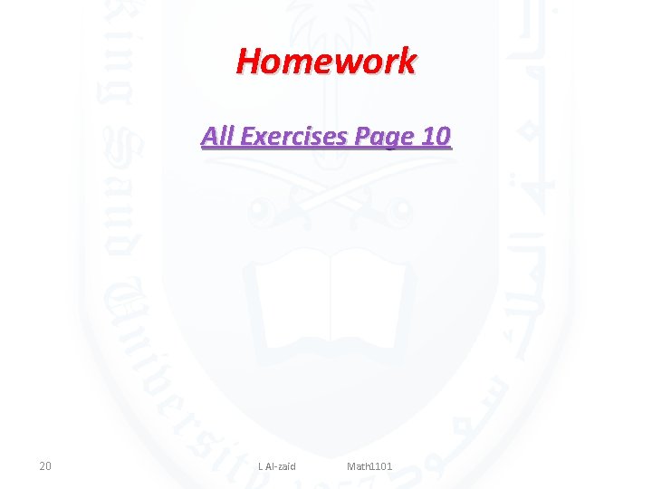 Homework All Exercises Page 10 20 L Al-zaid Math 1101 