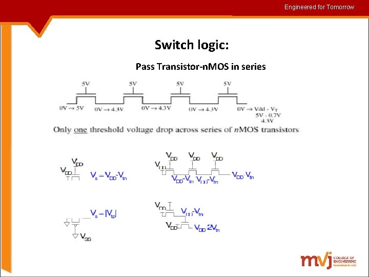 Engineered for for. Tomorrow Switch logic: Pass Transistor-n. MOS in series 