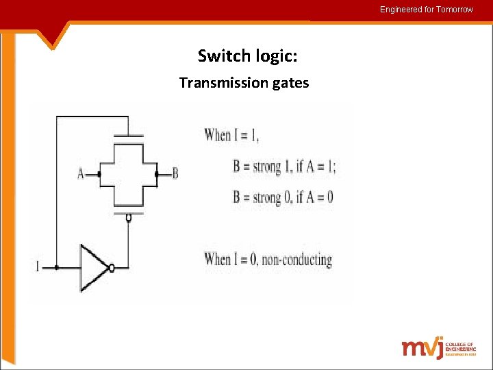 Engineered for for. Tomorrow Switch logic: Transmission gates 