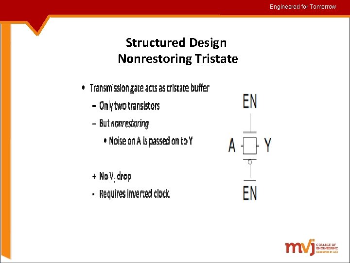 Engineered for for. Tomorrow Structured Design Nonrestoring Tristate Engineered for for. Tomorrow Structured Design Nonrestoring Tristate
