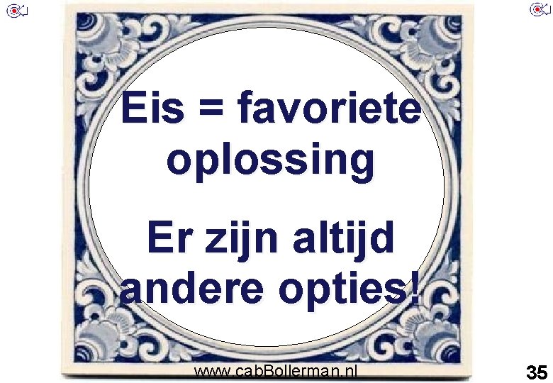 Eis = favoriete oplossing 1 Er zijn altijd andere opties! www. cab. Bollerman. nl