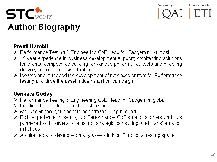 Author Biography Preeti Kambli Performance Testing & Engineering Co. E Lead for Capgemini Mumbai