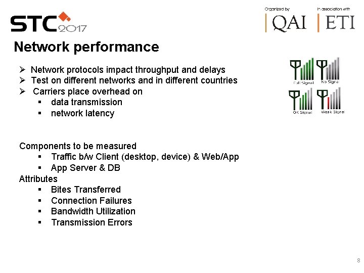 Network performance Network protocols impact throughput and delays Test on different networks and in