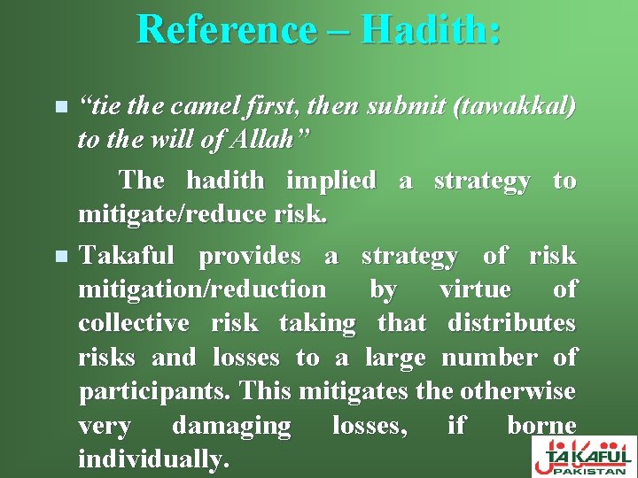 Reference – Hadith: “tie the camel first, then submit (tawakkal) to the will of