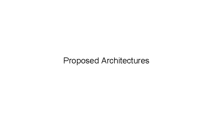 Proposed Architectures 