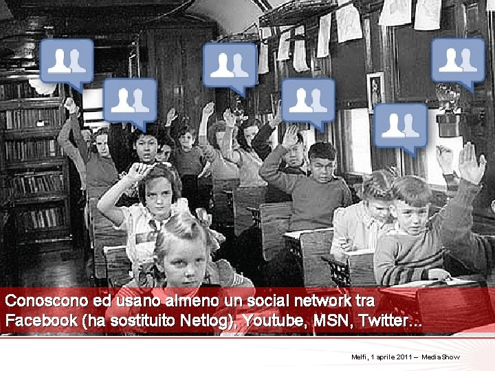 6 Conoscono ed usano almeno un social network tra Facebook (ha sostituito Netlog), Youtube,