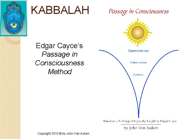 KABBALAH Edgar Cayce’s Passage in Consciousness Method Copyright 2010 © by John Van Auken