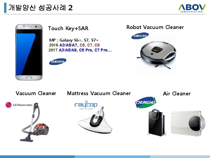 개발양산 성공사례 2 Touch Key+SAR Robot Vacuum Cleaner MP : Galaxy S 6+, S