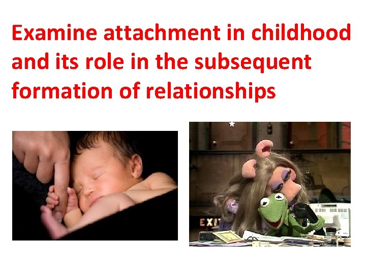 Examine attachment in childhood and its role in the subsequent formation of relationships 