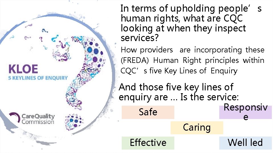 In terms of upholding people’s human rights, what are CQC looking at when they