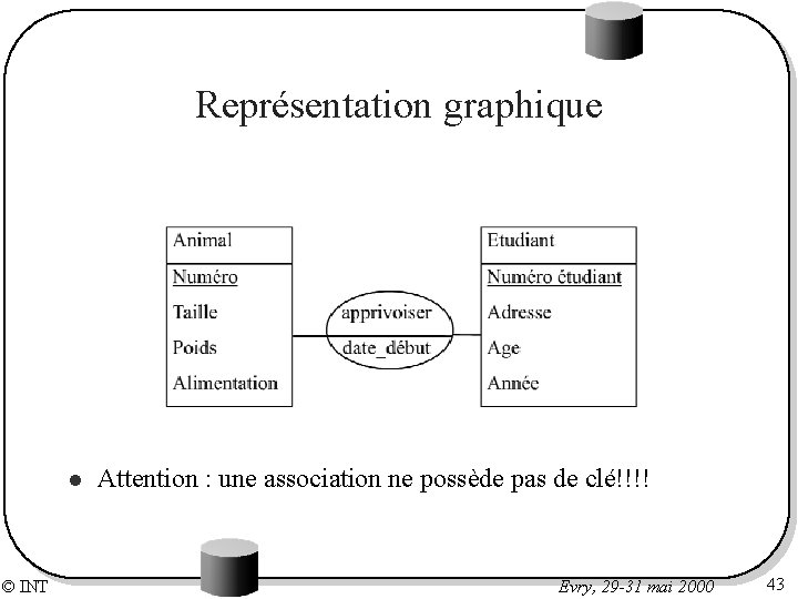 Représentation graphique l © INT Attention : une association ne possède pas de clé!!!!