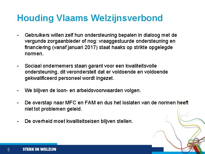 Houding Vlaams Welzijnsverbond 5 - Gebruikers willen zelf hun ondersteuning bepalen in dialoog met