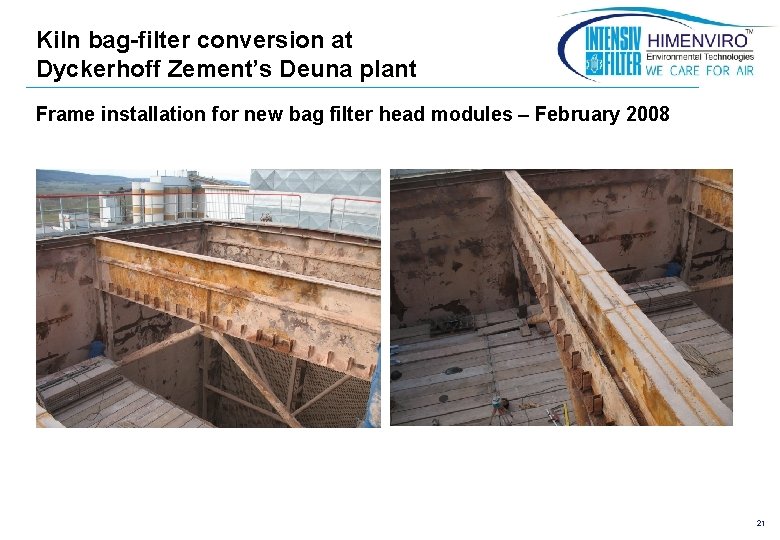 Kiln bag-filter conversion at Dyckerhoff Zement’s Deuna plant Frame installation for new bag filter