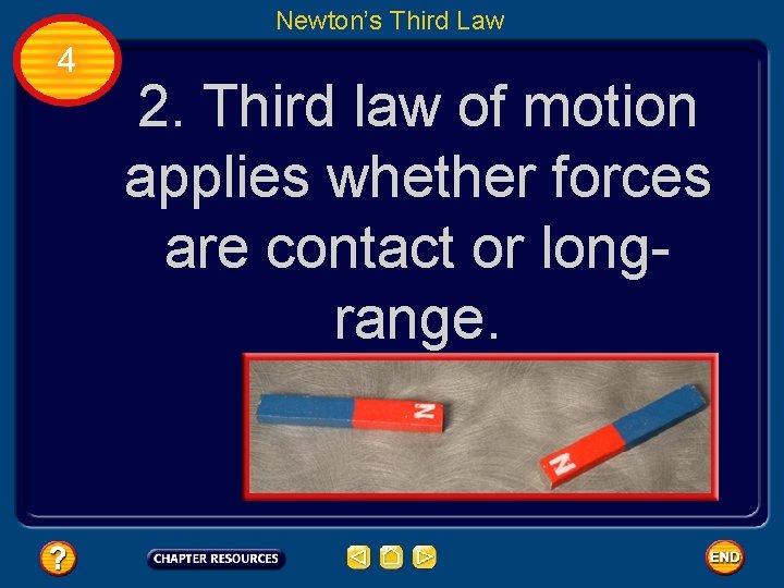 Newton’s Third Law 4 2. Third law of motion applies whether forces are contact