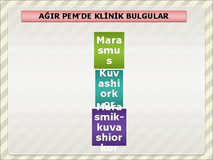 AĞIR PEM’DE KLİNİK BULGULAR Mara smu s Kuv ashi ork or Mara smikkuva shior