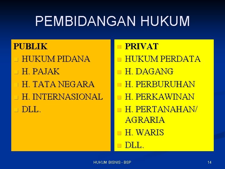 PEMBIDANGAN HUKUM PUBLIK n HUKUM PIDANA n H. PAJAK n H. TATA NEGARA n