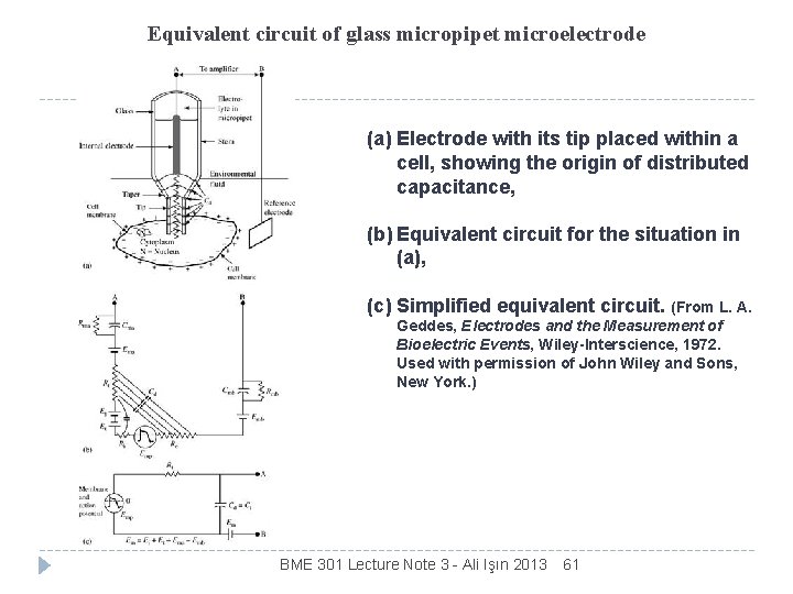 Equivalent circuit of glass micropipet microelectrode (a) Electrode with its tip placed within a