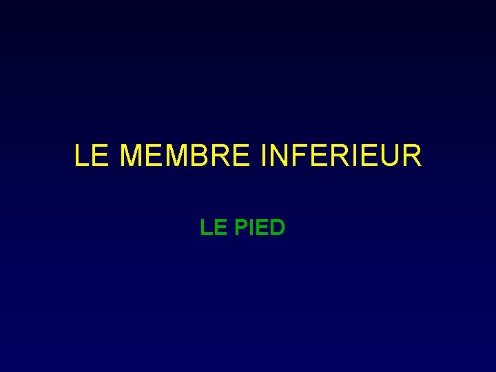 LE MEMBRE INFERIEUR LE PIED 