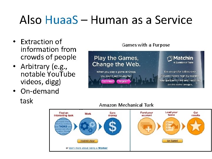 Also Huaa. S – Human as a Service • Extraction of information from crowds
