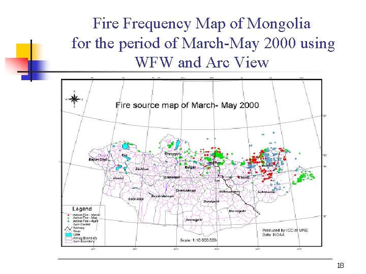 Fire Frequency Map of Mongolia for the period of March-May 2000 using WFW and