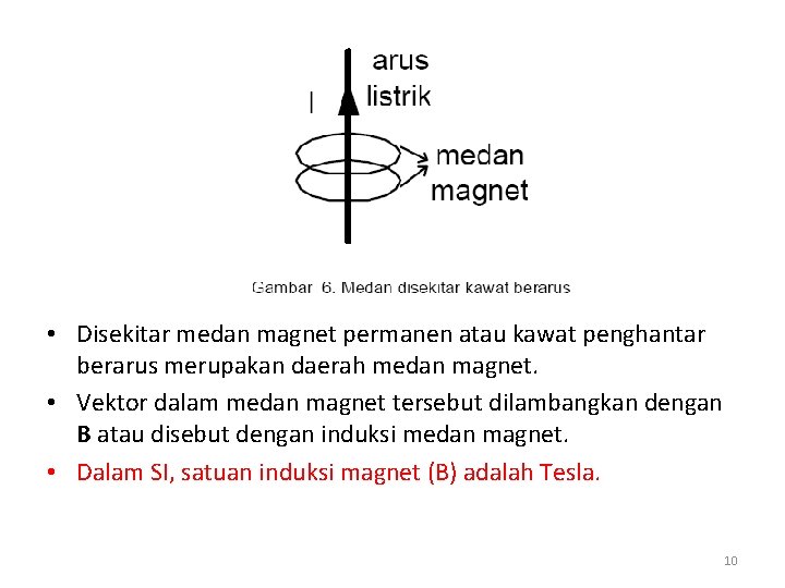  • Disekitar medan magnet permanen atau kawat penghantar berarus merupakan daerah medan magnet.