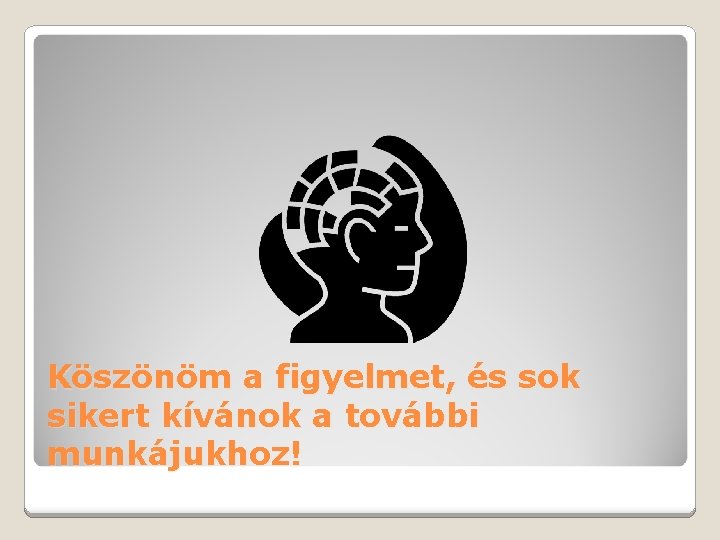 Köszönöm a figyelmet, és sok sikert kívánok a további munkájukhoz! 