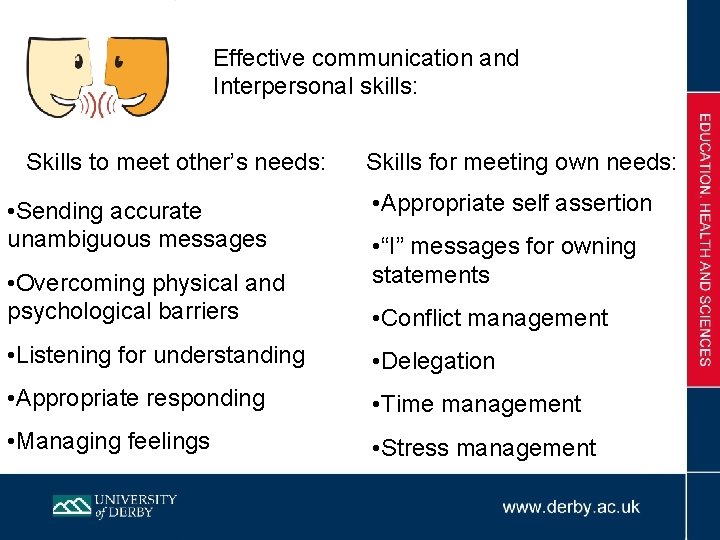 Effective communication and Interpersonal skills: Skills to meet other’s needs: Skills for meeting own