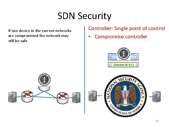 SDN Security If one device in the current networks are compromised the network may