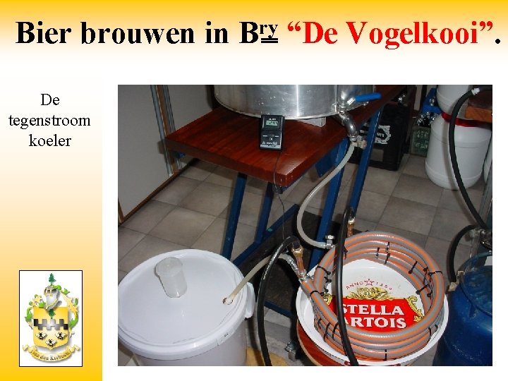 Bier brouwen in De tegenstroom koeler ry B “De Vogelkooi”. 